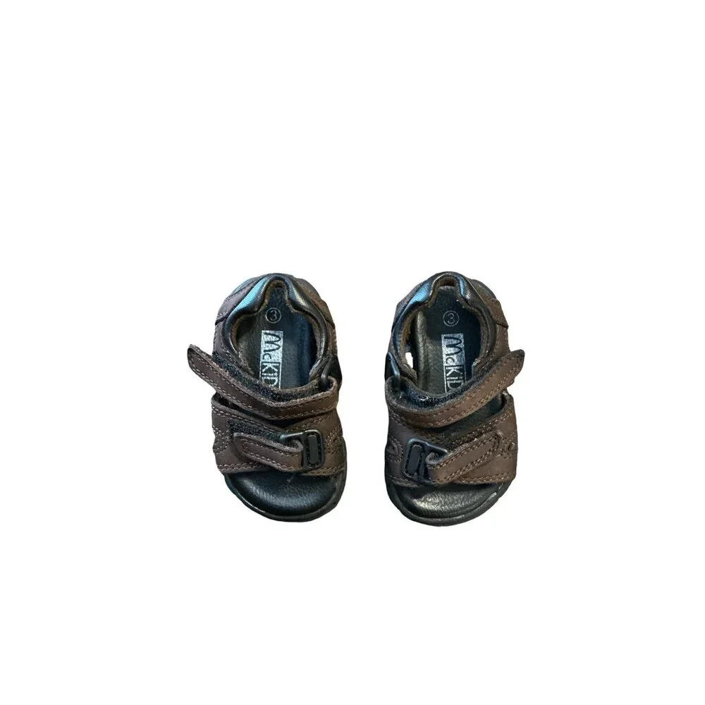 Vintage Baby McKids Brown Sandals Size 3 Adjustable Straps Summer Shoes Like New